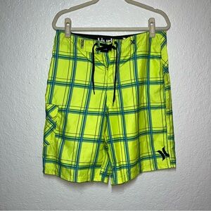 Hurley Men's Bright Checkered plaid Board Shorts swim surf size 32